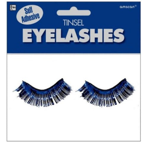 Stunning navy Tinsel Eyelashes, 1/2" x 1", adding bold color and glamour for any makeup look.