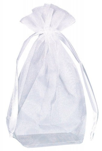 White organza bags with box bottom design, pack of 12, perfect for elegant gift packaging and celebrations.