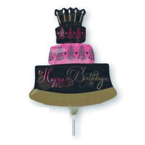 Mini shape foil balloon designed as a celebration cake, perfect for festive occasions and party decorations.