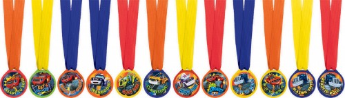 Pack of 12 Blaze Mini Award Medals with gold finish, perfect for celebrations, party favors, and achievement recognition.