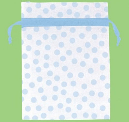 Elegant blue dot organza bags in a pack of 12, perfect for gifting and enhancing presentations at special events.