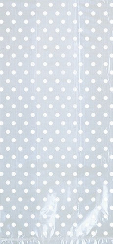 Elegant white treat bags with bows, perfect for any celebration, measuring 8.25''H x 3.75''W x 1''D, pack of 12.