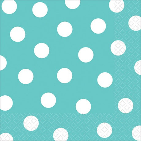 Pack of 16 Robin's-Egg Blue Dots napkins, 33cm, elegant and eco-friendly for stylish dining events.