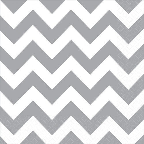 Chevron Lunch Napkins in frosty white, 33cm x 33cm, perfect for elevating any dining experience with modern elegance.