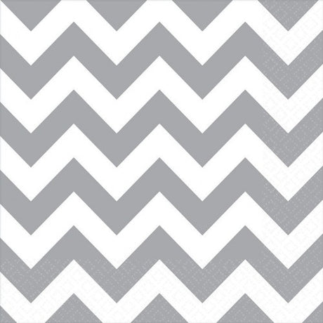 Chevron Lunch Napkins in frosty white, 33cm x 33cm, perfect for elevating any dining experience with modern elegance.