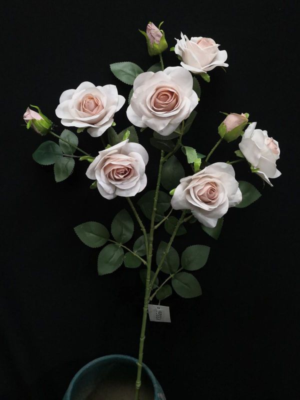 Artificial Flower Spray - Small Open Rose x 9 (Mauve Pink)