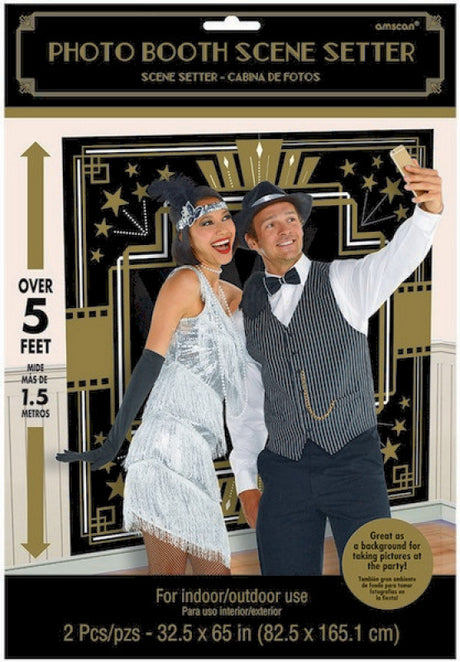 Glamorous photo booth backdrop featuring sparkling designs, perfect for elevating any party atmosphere.
