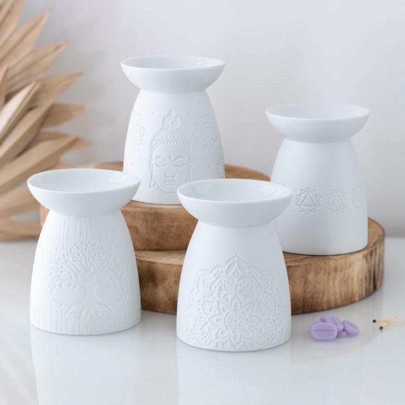 White Ceramic Tree of Life Oil Burner