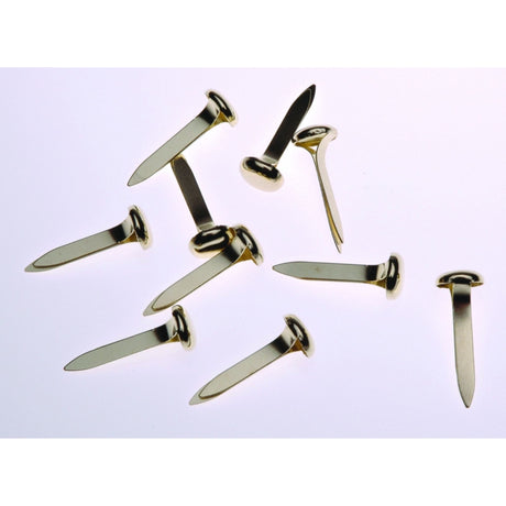 Brass-plated steel paper fasteners, 19mm, 200 count, designed for secure document binding with round head and spear point.