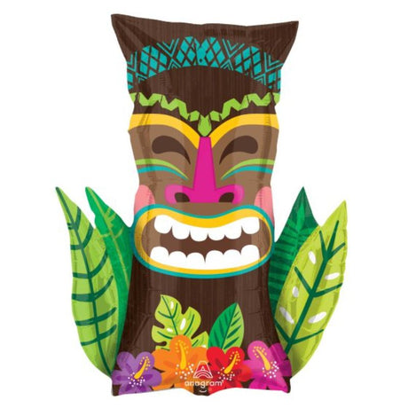 SuperShape XL Vintage Tiki balloon, 58cm x 76cm, vibrant tropical design perfect for themed parties and celebrations.