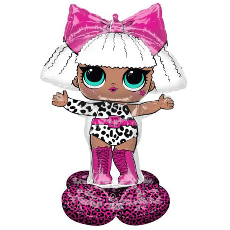 Glam Diva inflatable balloon, 88cm x 119cm, perfect for LOL Surprise themed parties with vibrant colors and fun graphics.