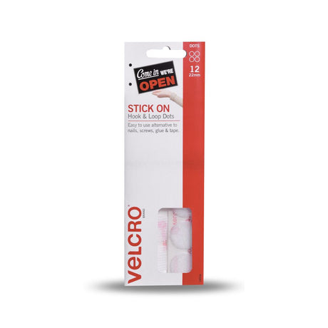 VELCRO® Handydots 22mm white adhesive dots for easy mounting and organizing without drilling, pack of 12.