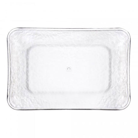 Premium rectangular clear tray with a hammered design, 21cm x 31cm, perfect for serving appetizers and cocktails.