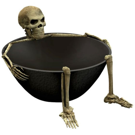 Boneyard Skeleton Bowl in durable plastic, perfect for snacks or Halloween decor, measuring 23cm x 12cm.