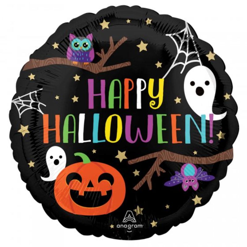 45cm self-sealing Halloween balloon with vibrant colors and spooky design for festive decorations and celebrations.
