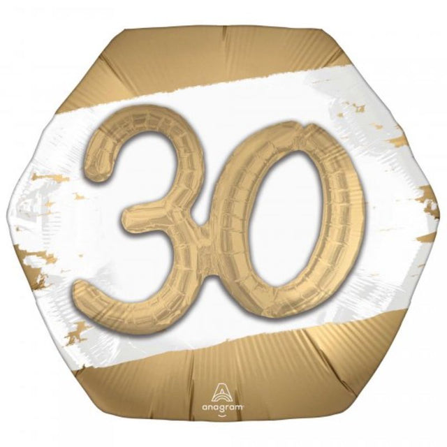 Stunning Multi-Balloon Golden Age 30, 76cm x 71cm, self-sealing foil balloon for elegant celebrations.