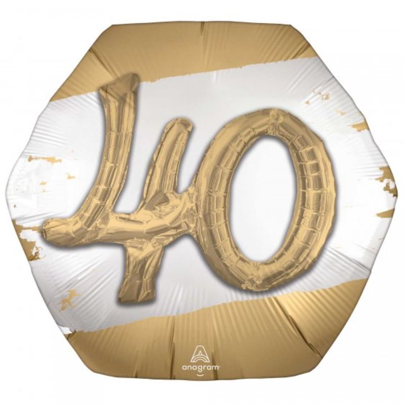 Vibrant Multi-Balloon Golden Age 40, 76cm x 71cm, perfect for festive celebrations and adds a touch of luxury to decor.