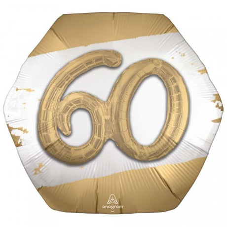 Multi-Balloon Golden Age 60 self-sealing foil balloon in vibrant gold, ideal for celebrations and party decorations.