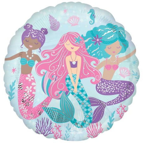 Vibrant Jumbo HX Shape Shimmering Mermaid balloon, 53cm, perfect for mermaid-themed celebrations and events.