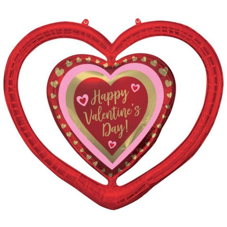 Gold heart-shaped foil balloon for Valentine's Day, 91cm x 81cm, perfect for romantic celebrations and elegant decor.