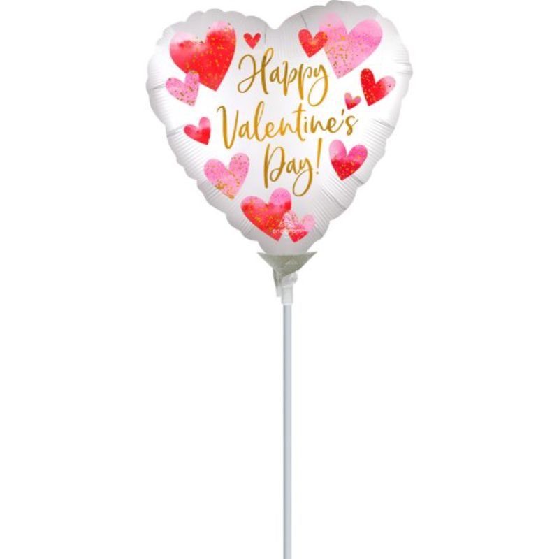 10cm foil balloon with a vibrant watercolour design, perfect for Valentine's Day celebrations and romantic occasions.