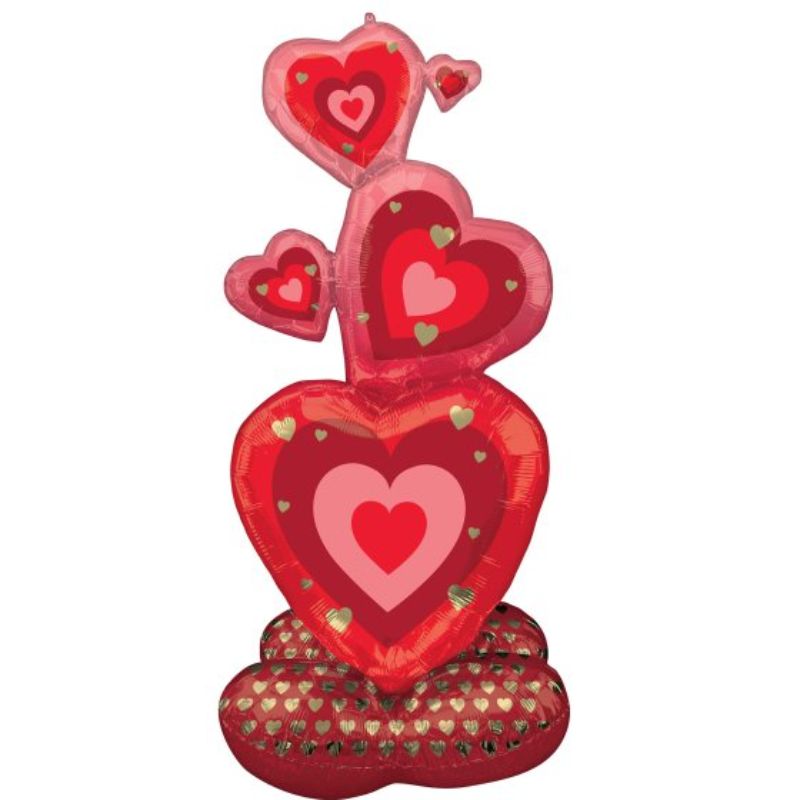 Vibrant heart-shaped balloons, 63cm x 139cm, perfect for celebrations, made for stunning decor at any event.