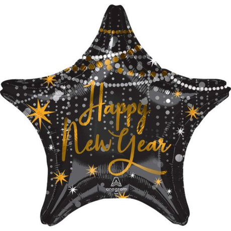 45cm star-shaped foil balloon for New Year's Eve celebrations, vibrant colors, perfect for decor and photo shoots.