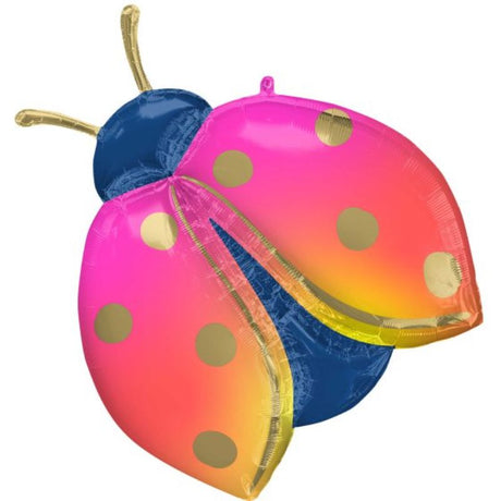 68cm x 83cm self-sealing colorful ladybug foil balloon for festive décor.