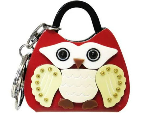 Colorful Max Owl keyring handbag, 7cm, durable acrylic, perfect for organizing keys or as a stylish bag accessory.