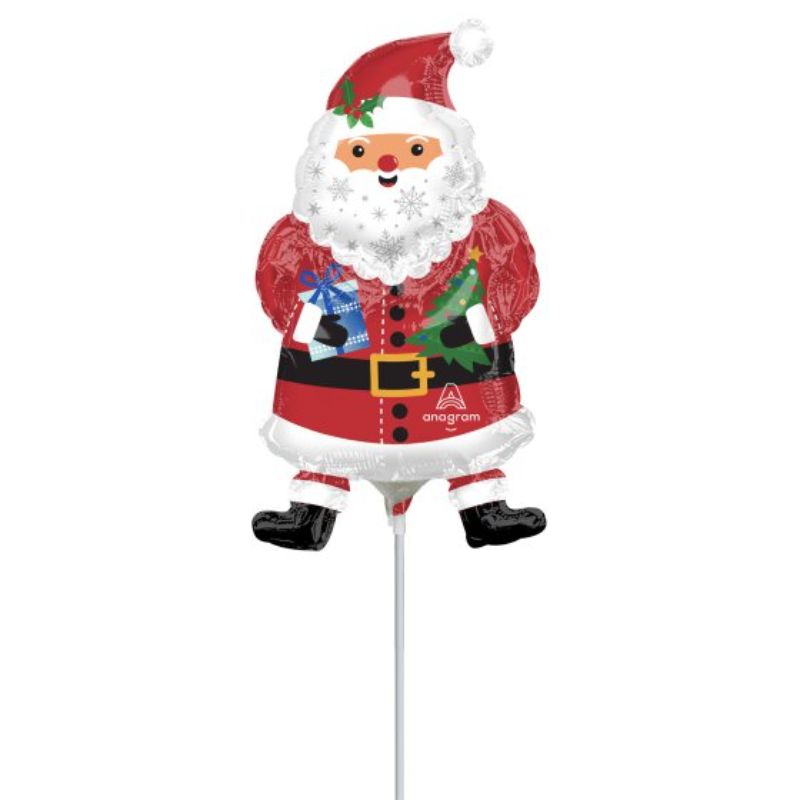 Mini Shape Snowy Santa A30 foil balloon with a festive design, perfect for Christmas decor and celebrations.