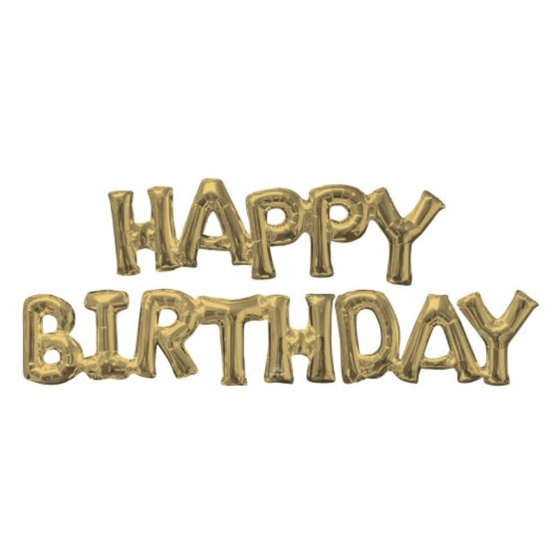 HAPPY BIRTHDAY White Gold foil balloons in 3 pieces, elegant for birthday celebrations and easy to arrange.