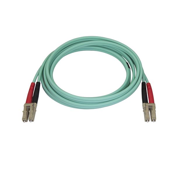 2m Aqua OM4 Duplex Multimode Fiber Optic Cable - 100 Gigabit, LSZH, LC/LC, Ideal for Data Centers