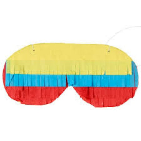 Colorful cardboard Pinata Blindfold for kids' parties, enhances fun during pinata games and blocks out light.