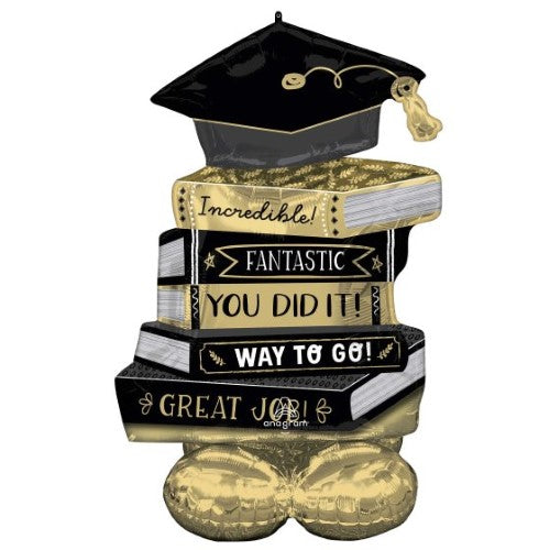 Vibrant AirLoonz Graduation Books balloons, measuring 73cm x 114cm, perfect for festive graduation celebrations.