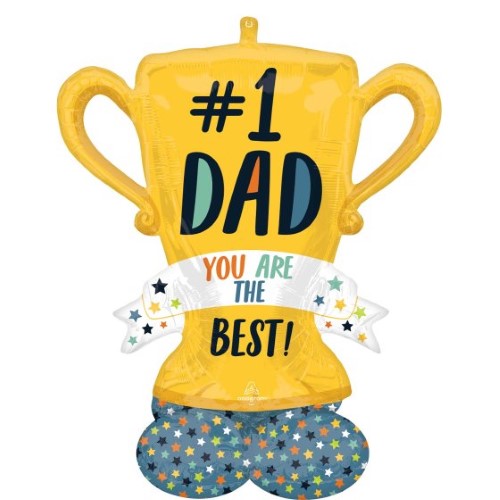 Inflatable 'Best Dad' trophy balloon, 96cm x 109cm, perfect for Father's Day celebrations and festive decorations.