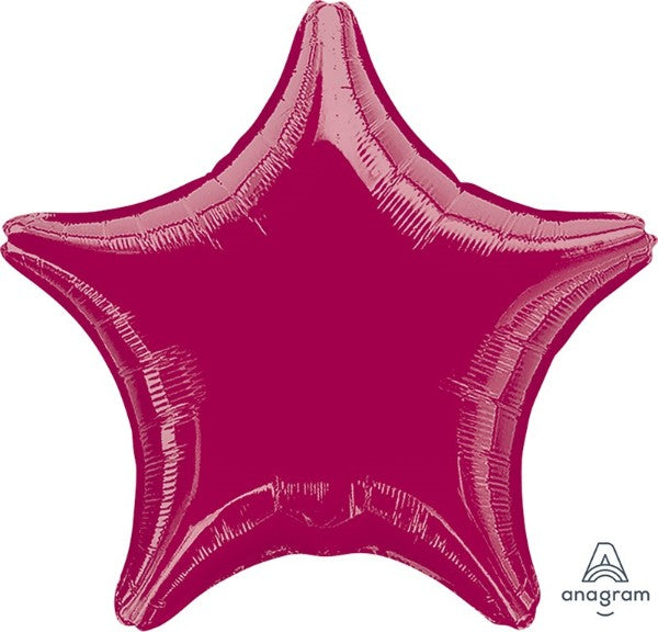 Self-sealing star-shaped foil balloon in vibrant burgundy, 45cm, perfect for elegant party decorations.