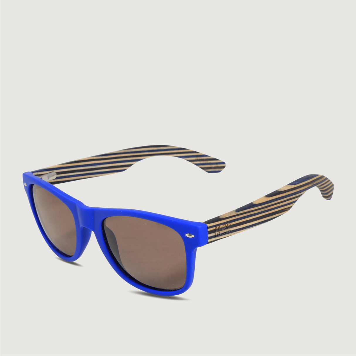 Moana Road - Wooden Arms Sunglasses - 50/50s - Blue w/ Striped Arms