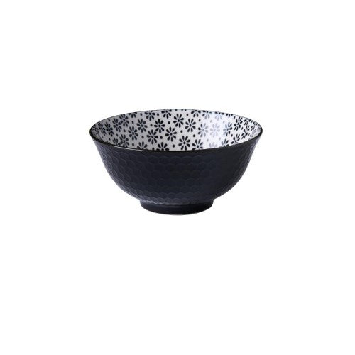 Glazed Porcelain Bowl - Wilkie Brothers 15cm (Monochrome Flower)