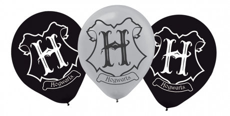 Pack of 6 Harry Potter 30cm latex balloons with vibrant designs for magical celebrations and themed parties.