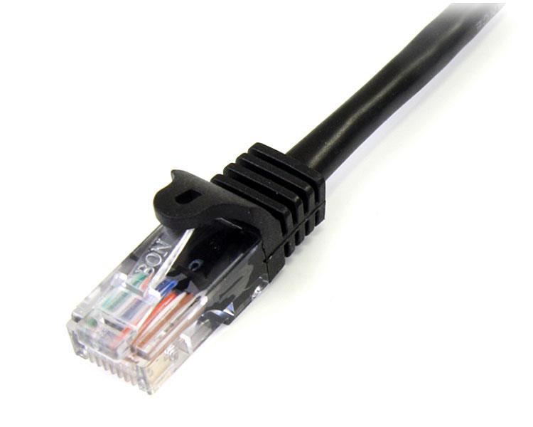 Premium 5m Cat5e Ethernet cable in black with snagless RJ45 connectors for reliable network connectivity.