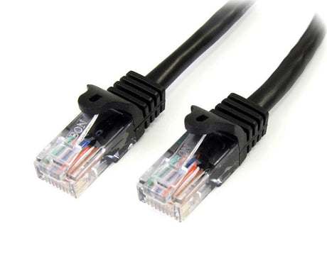 Premium 5m black Cat5e Ethernet cable with snagless RJ45 connectors for fast, reliable network connections.
