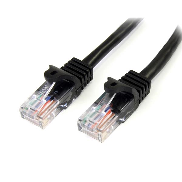 Premium 1m Cat5e Ethernet Patch Cable with Snagless RJ45 Connectors - Black, High-Speed, Durable