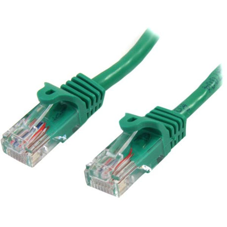 High-speed 2m Cat5e Ethernet patch cable with snagless RJ45 connectors and green PVC jacket for easy network management.