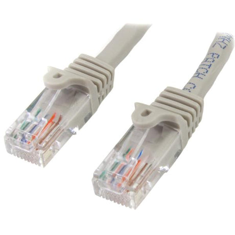 High-speed 2m gray Cat5e Ethernet patch cable with snagless RJ45 connectors, ideal for home and office networking.