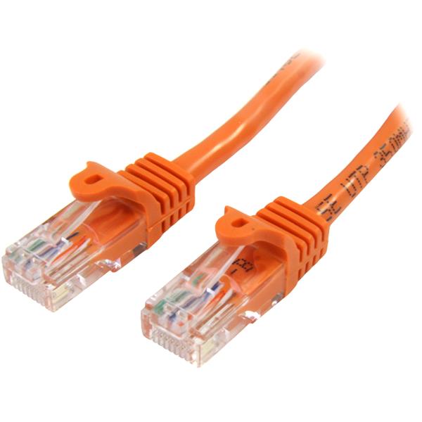 High-Speed 0.5m Cat5e Ethernet cable in orange with snagless RJ45 connectors, ideal for gaming and streaming connectivity.