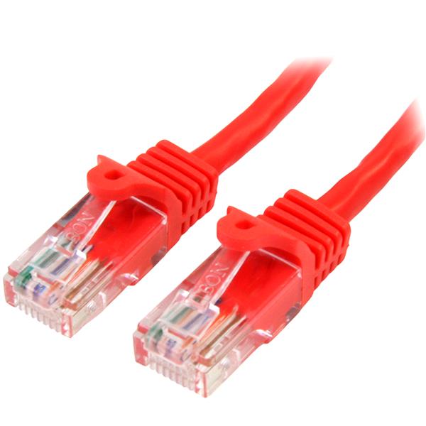 Cat5e Ethernet Patch Cable - 1m Snagless RJ45 Connectors, 100% Copper, Red, High-Speed Networking