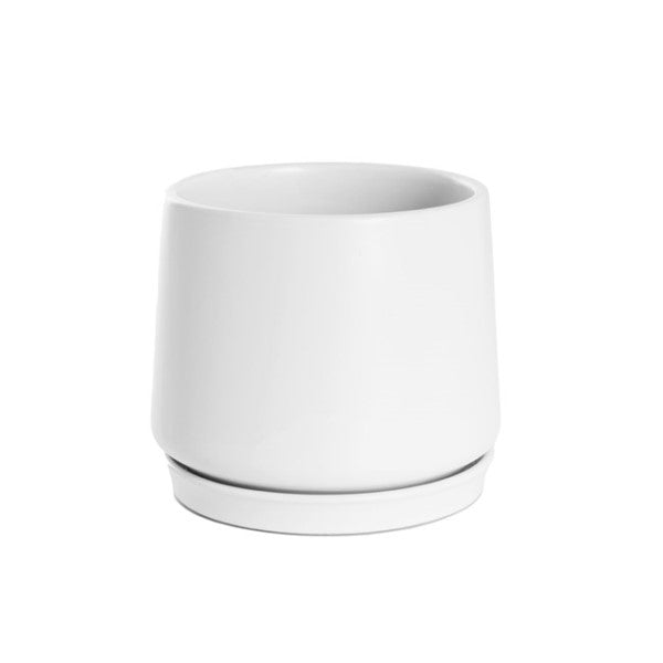Vase /Planter - Ceramic Loreto Belly Pot & Plate Matte White