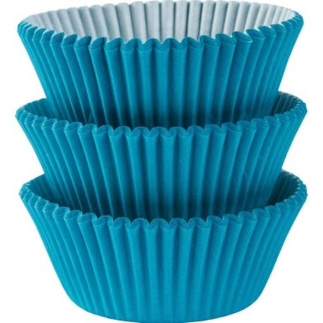 Caribbean Blue cupcake cases in a pack of 75, ideal for vibrant and stylish baking for any occasion.