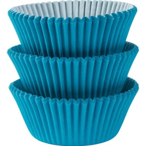 Caribbean Blue cupcake cases in a pack of 75, ideal for vibrant and stylish baking for any occasion.