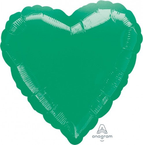 45cm Heart Balloon in Met Green, perfect for celebrations like birthdays and weddings, adding vibrant color and charm.